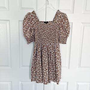 1.STATE Floral Smocked Puff Sleeve Mini Dress